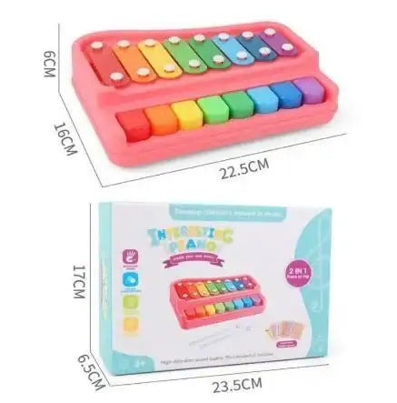 قطعة واحدة لعبة طفل ، 8 درجات إكسيليفون وبيانو 2 في 1 ألعاب موسيقية تعليمية ، تنتج أصوات لحنية - Sooqja سوقجة