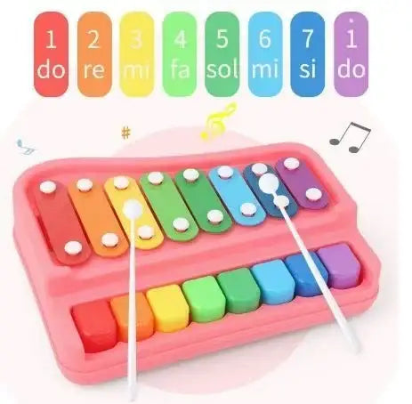 قطعة واحدة لعبة طفل ، 8 درجات إكسيليفون وبيانو 2 في 1 ألعاب موسيقية تعليمية ، تنتج أصوات لحنية - Sooqja سوقجة