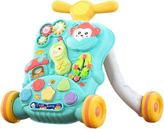 مشايات الأطفال، لعبة تعليمية موسيقية، ألعاب مشي تفاعلية، مركز أنشطة للأطفال الأولاد والبنات، من عمر 18شهر إلى 3 سنوات، باللون الأخضر والمشمشي - Sooqja سوقجة