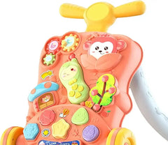 مشايات الأطفال، لعبة تعليمية موسيقية، ألعاب مشي تفاعلية، مركز أنشطة للأطفال الأولاد والبنات، من عمر 18شهر إلى 3 سنوات، باللون الأخضر والمشمشي - Sooqja سوقجة