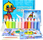 12 ورقة من صور الرسم بالرمل ، 12 زجاجة رمل ملون، مجموعة ورق فني رملي للحرف اليدوية - Sooqja سوقجة