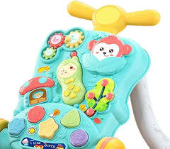 مشايات الأطفال، لعبة تعليمية موسيقية، ألعاب مشي تفاعلية، مركز أنشطة للأطفال الأولاد والبنات، من عمر 18شهر إلى 3 سنوات، باللون الأخضر والمشمشي - Sooqja سوقجة