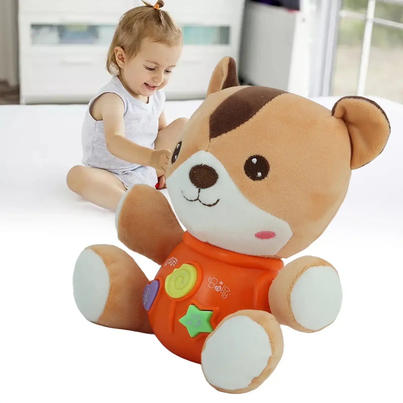 دمية دب موسيقية ناعمة للأطفال – لعبة تفاعلية مع أضواء وأصوات - Sooqja سوقجة