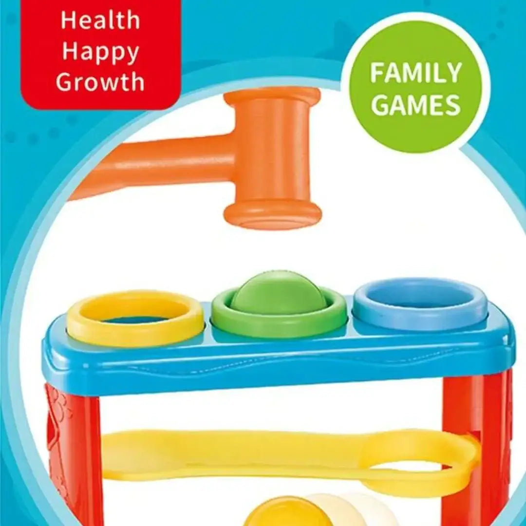 لعبة المطرقة والكرات للأطفال مزودة بمنحدر مسار الكرة & لعبة تراص لتدريب التنسيق بين اليد والعين والتعليم المبكر - Sooqja سوقجة
