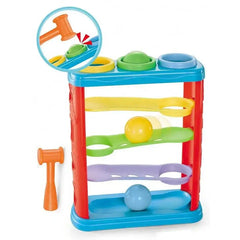 لعبة المطرقة والكرات للأطفال مزودة بمنحدر مسار الكرة & لعبة تراص لتدريب التنسيق بين اليد والعين والتعليم المبكر - Sooqja سوقجة