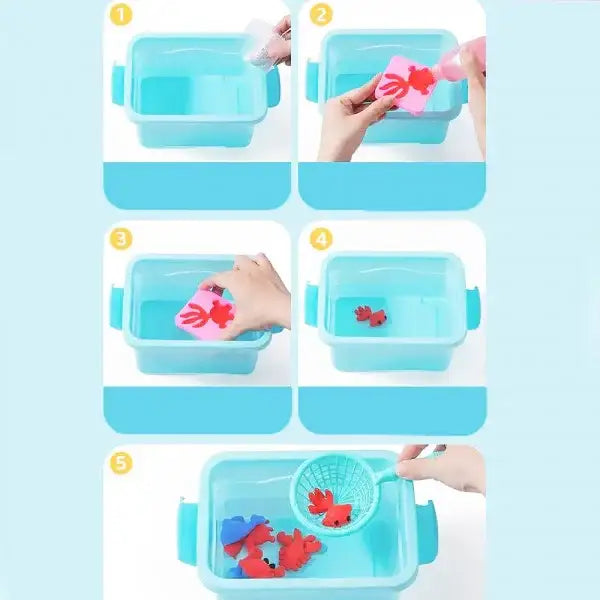 مجموعة ألعاب مائية سحرية ثلاثية الأبعاد بأربعة ألوان وأربعة أشكال مع زجاجة بلاستيكية وجِل لعب بتصميم مستوحى من الحياة البحرية - Sooqja سوقجة