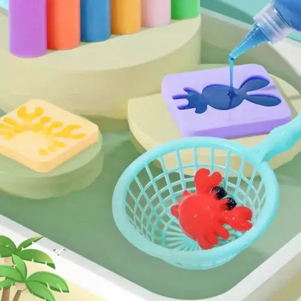 مجموعة ألعاب مائية سحرية ثلاثية الأبعاد بأربعة ألوان وأربعة أشكال مع زجاجة بلاستيكية وجِل لعب بتصميم مستوحى من الحياة البحرية - Sooqja سوقجة