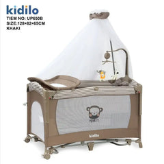 سرير وبارك مريح وقابل للطي Kidilo UP650B – متعدد الاستخدامات – متوفر باللون الكاكي، الأسود، والسكني