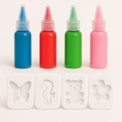 مجموعة ألعاب مائية سحرية ثلاثية الأبعاد بأربعة ألوان وأربعة أشكال مع زجاجة بلاستيكية وجِل لعب بتصميم مستوحى من الحياة البحرية