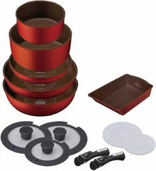 طقم الطناجر والقلايات من الماركات اليابانية المعروفة 13 قطعة Iris Ohyama Diamond Coated - Sooqja سوقجة