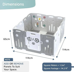 حاجز أطفال متعدد الاستخدامات من Venture – موديل All Star Duo باللون الرمادي، مع حصائر لعب وكرات لعب - Sooqja سوقجة