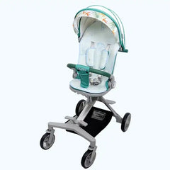 لو كيو عربة اطفال مريحة خفيفة الوزن قابلة للطي بيد واحدة، عربة سفر صغيرة متعددة الاوضاع، مظلة كبيرة الحجم، مساحة تخزين كبيرة جدا متوفرة بألون المشمشي والأخضر.