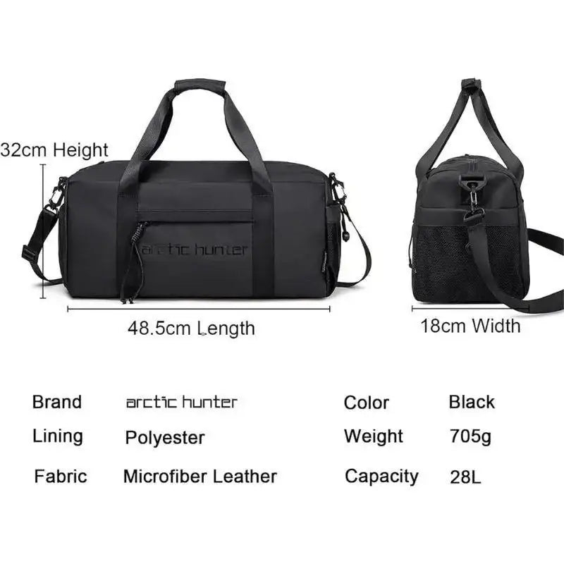 حقيبة رياضية فاخرة مقاومة للماء بسعة 25 لترًا مع حجرة للأحذية وأشرطة قابلة للفصل للرجال والنساء - Arctic Hunter LX00537 / Premium 25L Water-Resistant Gym Bag with Shoe Compartment and Detachable Straps for Men and Women - Arctic Hunter LX00537 - Sooqja سوقجة