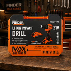 دريل صدمات لاسلكي FINDER 21V بدون فحمات (Brushless) – بطاريتان 2.0Ah