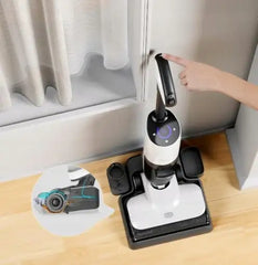 مكنسة كهربائية لاسلكية Proscenic F10 للتنظيف الجاف والرطب، ذاتية التنظيف والتجفيف، خزان مياه سعة 650 مل، وقت تشغيل أقصى 30 دقيقة، بطارية 2500 مللي أمبير/ساعة، شاشة LED، تحكم صوتي