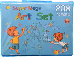حقيبة الرسم الفني للأطفال - 208 قطعة (أزرق) - Sooqja سوقجة