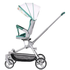 لو كيو عربة اطفال مريحة خفيفة الوزن قابلة للطي بيد واحدة، عربة سفر صغيرة متعددة الاوضاع، مظلة كبيرة الحجم، مساحة تخزين كبيرة جدا متوفرة بألون المشمشي والأخضر.