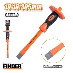 إزميل مسطح احترافي FINDER مع واقي لليد – مقاس 19×16×305 مم