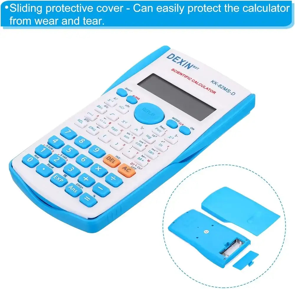 آلة حاسبة علمية KK-82MS-D DEXIN متعددة الوظائف – شاشة ذات سطرين، 240 وظيفة، 12 رقم، مثالية للطلاب والمكاتب والمدارس (أزرق) (زهري) - Sooqja سوقجة