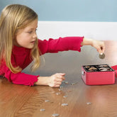 صندوق نقود صغير مع قفل مفاتيح، صندوق نقود معدني محمول بطبقة مزدوجة ومفتاحين للامان، 15*12*8 سم