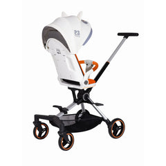 لو كيو عربة اطفال مريحة خفيفة الوزن قابلة للطي بيد واحدة، عربة سفر صغيرة متعددة الاوضاع، مظلة كبيرة الحجم، مساحة تخزين كبيرة جدا متوفرة بألون المشمشي والأخضر.