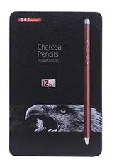 أقلام فحم احترافية من Superior مكونة من 12 قطعة، وتتضمن أقلام فحم صلبة ومتوسطة وناعمة للرسم والتخطيط - Sooqja سوقجة