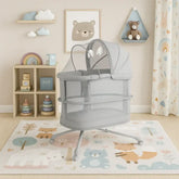 ماستيلا Mastela - سرير أطفال مع مظلة وارتفاع قابل للتعديل وعجلات دوارة - رمادي