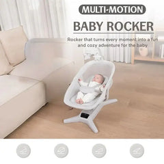 سرير كهربائي للأطفال من ماستيلا، مزود بسبعة أوضاع تأرجح، وموسيقى، وضبط مسند الظهر، وألعاب معلقة، ولوحة لمس - رمادي فاتح