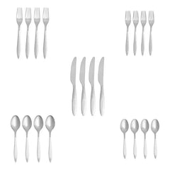 طقم أدوات مائدة أمازون بيسكس من الفولاذ المقاوم للصدأ، ساتان مطفي، مكون من 20 قطعة - خدمة لأربعة أشخاص، رمادي - Sooqja سوقجة