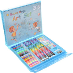 حقيبة الرسم الفني للأطفال - 208 قطعة (أزرق) - Sooqja سوقجة