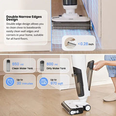 مكنسة كهربائية لاسلكية Proscenic F10 للتنظيف الجاف والرطب، ذاتية التنظيف والتجفيف، خزان مياه سعة 650 مل، وقت تشغيل أقصى 30 دقيقة، بطارية 2500 مللي أمبير/ساعة، شاشة LED، تحكم صوتي