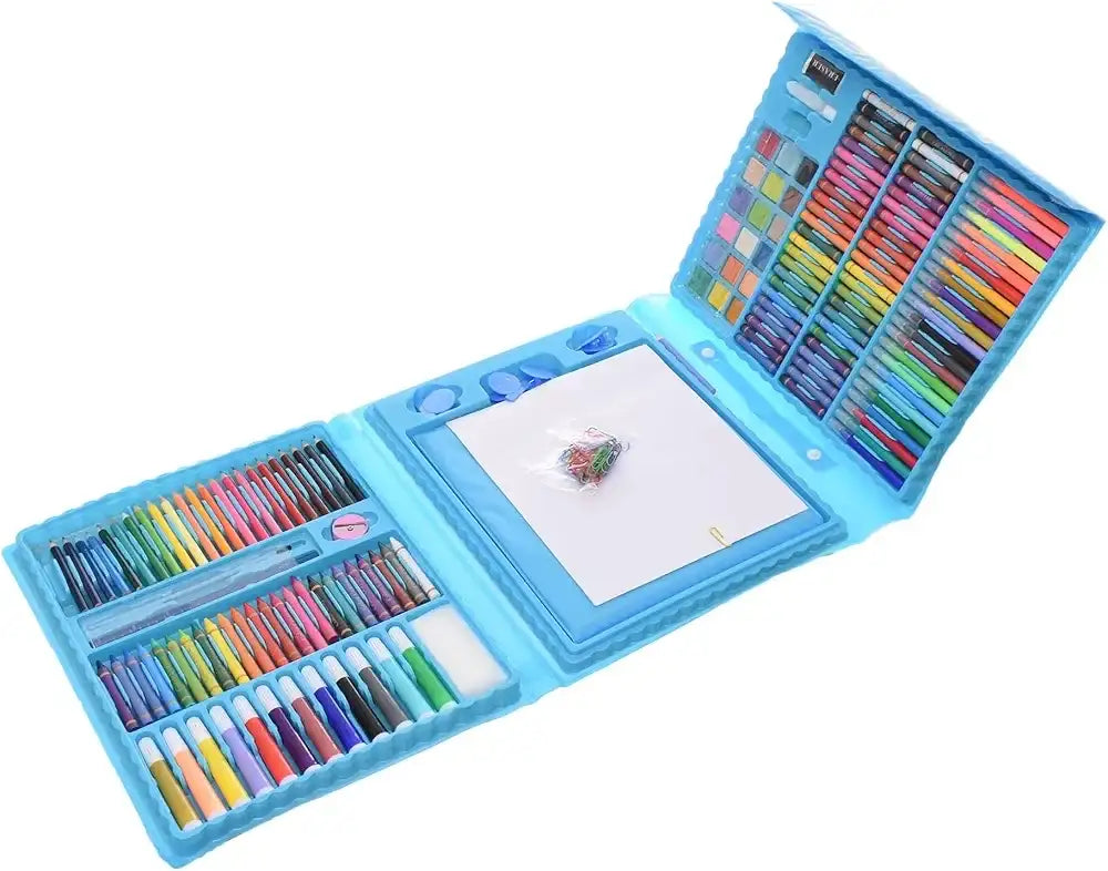 حقيبة الرسم الفني للأطفال - 208 قطعة (أزرق) - Sooqja سوقجة