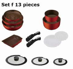 طقم الطناجر والقلايات من الماركات اليابانية المعروفة 13 قطعة Iris Ohyama Diamond Coated - Sooqja سوقجة