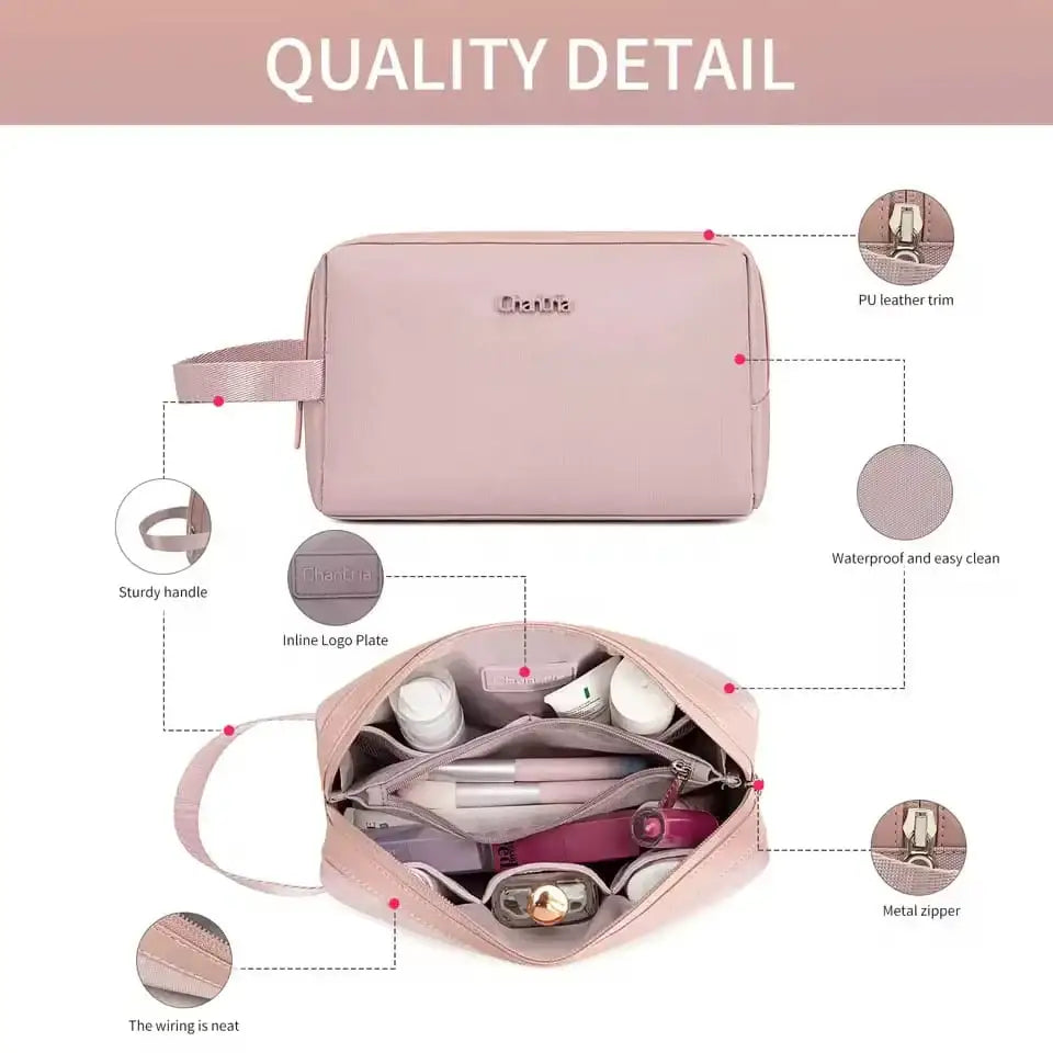 شانترا CB00637-حقيبة مكياج للسفر للنساء ، حقيبة مستحضرات تجميل ، منظم مقاوم للماء ، حقيبة أدوات الزينة ، صغيرة ومتينة ، متعددة المساحات - Sooqja سوقجة