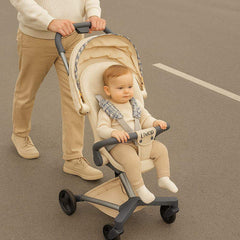 لو كيو عربة اطفال مريحة خفيفة الوزن قابلة للطي بيد واحدة، عربة سفر صغيرة متعددة الاوضاع، مظلة كبيرة الحجم، مساحة تخزين كبيرة جدا متوفرة بألون المشمشي والأخضر.