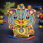 لعبة المتاهة المغناطيسية الخشبية للأطفال (شكل وجه نمر)