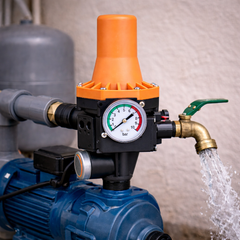 وحدة تحكم ضغط مضخة المياه RR 10A 220V-240VAC IP65 مقاومة للماء وقابلة للتعديل ومفتاح ضغط إلكتروني أوتوماتيكي مع مقياس
