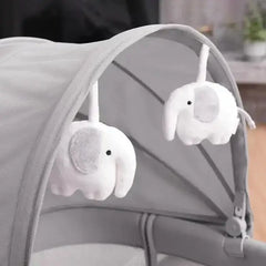 ماستيلا Mastela - سرير أطفال مع مظلة وارتفاع قابل للتعديل وعجلات دوارة - رمادي