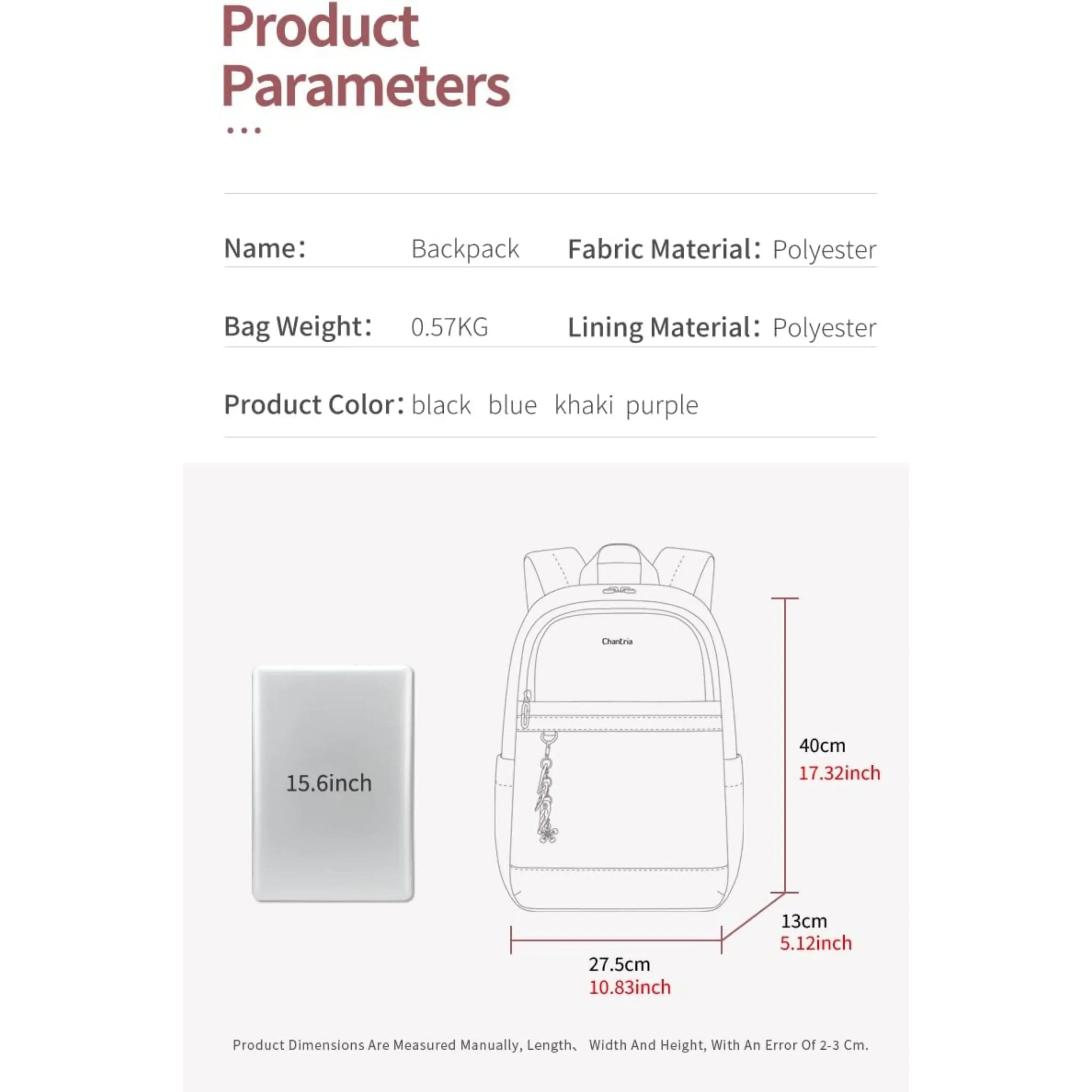 شنطة ظهر للاب توب للنساء من شانتريا سهلة السفر ومتعددة الاستعمالات CB00648/Chanteria Laptop Backpack for Women Easy to Travel and Multi-Purpose CB00648 - Sooqja سوقجة