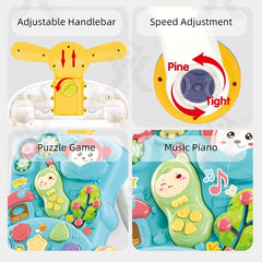 مشايات الأطفال، لعبة تعليمية موسيقية، ألعاب مشي تفاعلية، مركز أنشطة للأطفال الأولاد والبنات، من عمر 18شهر إلى 3 سنوات، باللون الأخضر والمشمشي