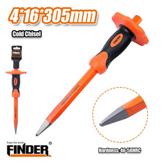 إزميل بارد احترافي FINDER مع واقي لليد – مقاس 4×16×305 مم