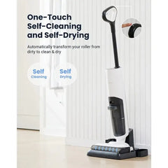 مكنسة كهربائية لاسلكية Proscenic F10 للتنظيف الجاف والرطب، ذاتية التنظيف والتجفيف، خزان مياه سعة 650 مل، وقت تشغيل أقصى 30 دقيقة، بطارية 2500 مللي أمبير/ساعة، شاشة LED، تحكم صوتي