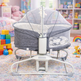 سرير أطفال ماستيلا متعدد الوظائف 4 في 1، قابل للطي، وحامل سيارة، ومزود بخاصية التأرجح التلقائي وشبكة ناموسية