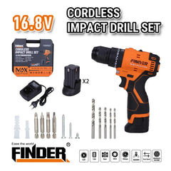 درل لاسلكي مع بطاريتين Finder MAX Series موديل FD10191621
Finder Cordless Impact Drill Set MAX Series