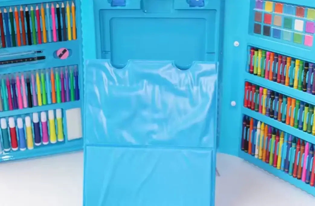 حقيبة الرسم الفني للأطفال - 208 قطعة (أزرق) - Sooqja سوقجة