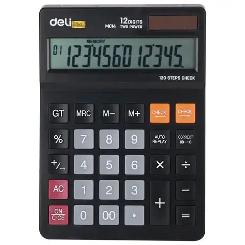 آلة حاسبة مكتبية ديلي M014 – شاشة كبيرة 12 رقمًا، طاقة مزدوجة، 120 خطوة مراجعة - Sooqja سوقجة