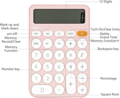 آلة حاسبة ديلي M124 مكتبية ذات شاشة LCD كبيرة مكونة من 12 رقمًا وزر حساس، مع وظائف قياسية للاستخدام المكتبي - Sooqja سوقجة