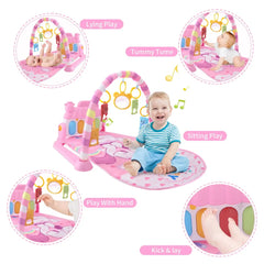 فرشة ألعاب موسيقية للأطفال مع بيانو وألعاب معلقة