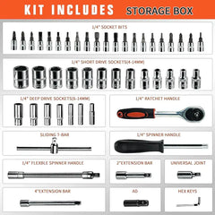طقم عدد ميكانيكية 53 قطعة CR-V – مقاس 1/4 إنش