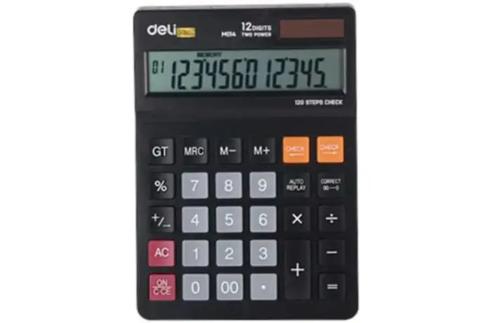 آلة حاسبة مكتبية ديلي M014 – شاشة كبيرة 12 رقمًا، طاقة مزدوجة، 120 خطوة مراجعة - Sooqja سوقجة